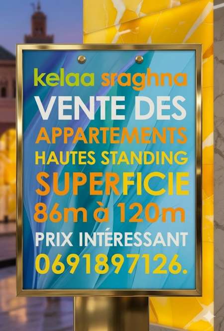 Appartement a vendre sur kelaa sraghna